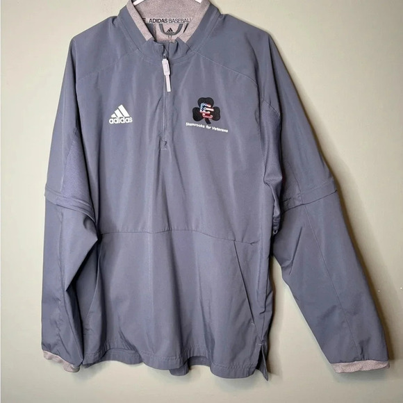 Adidas Men’s Baseball Quarter Zip Gray Medium - Picture 1 of 7